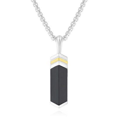 Men's Black Onyx Stick Pendant in Sterling Silver and Vermeil