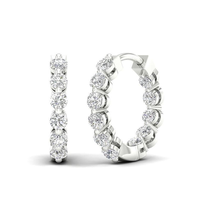 Lab Grown Diamond Inside-Out Hoop Earrings in 14K White Gold &#40;1 ct. tw.&#41;