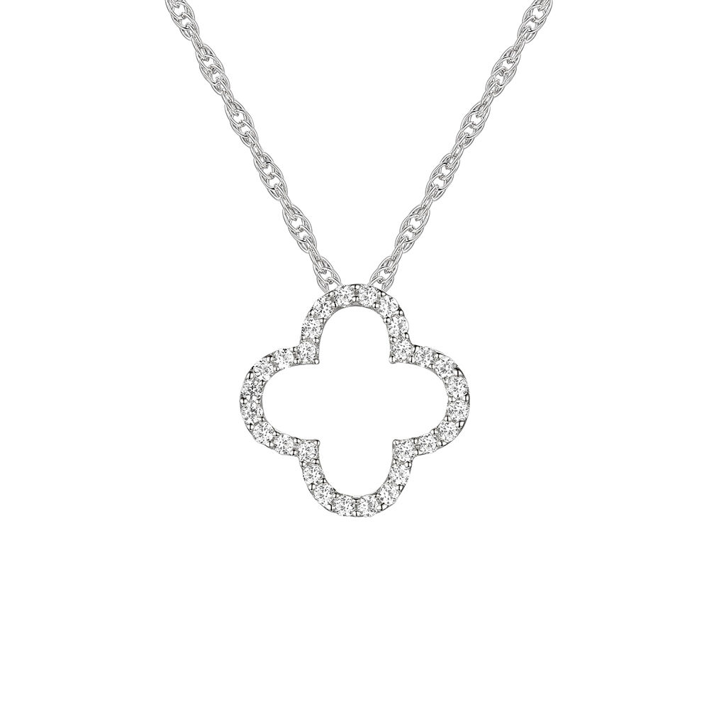 Diamond Clover Pendant in 10K White Gold (1/8 ct. tw.)