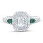 Blaire Diamond and Emerald Engagement Ring in 14K White Gold &#40;3/4 ct. tw.&#41;