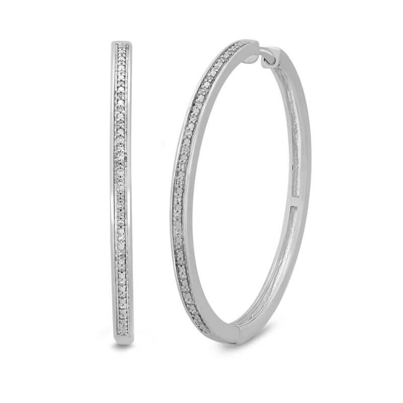 Faux Channel-Set Diamond Hoops in Sterling Silver