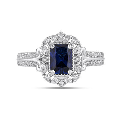 Cinderella Blue Sapphire Ring in 14K White Gold (1/3 ct. tw.)