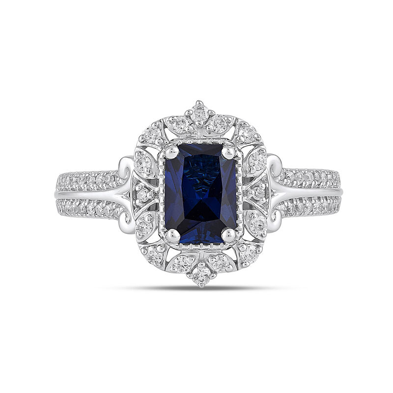 Cinderella Blue Sapphire Ring in 14K White Gold &#40;1/3 ct. tw.&#41;