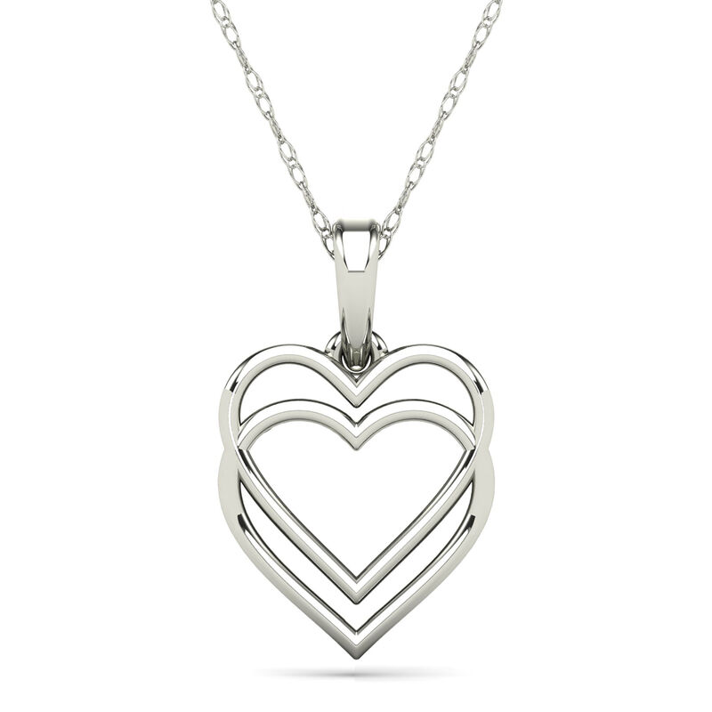 Diamond Accent Double Heart Necklace in 14K White Gold 