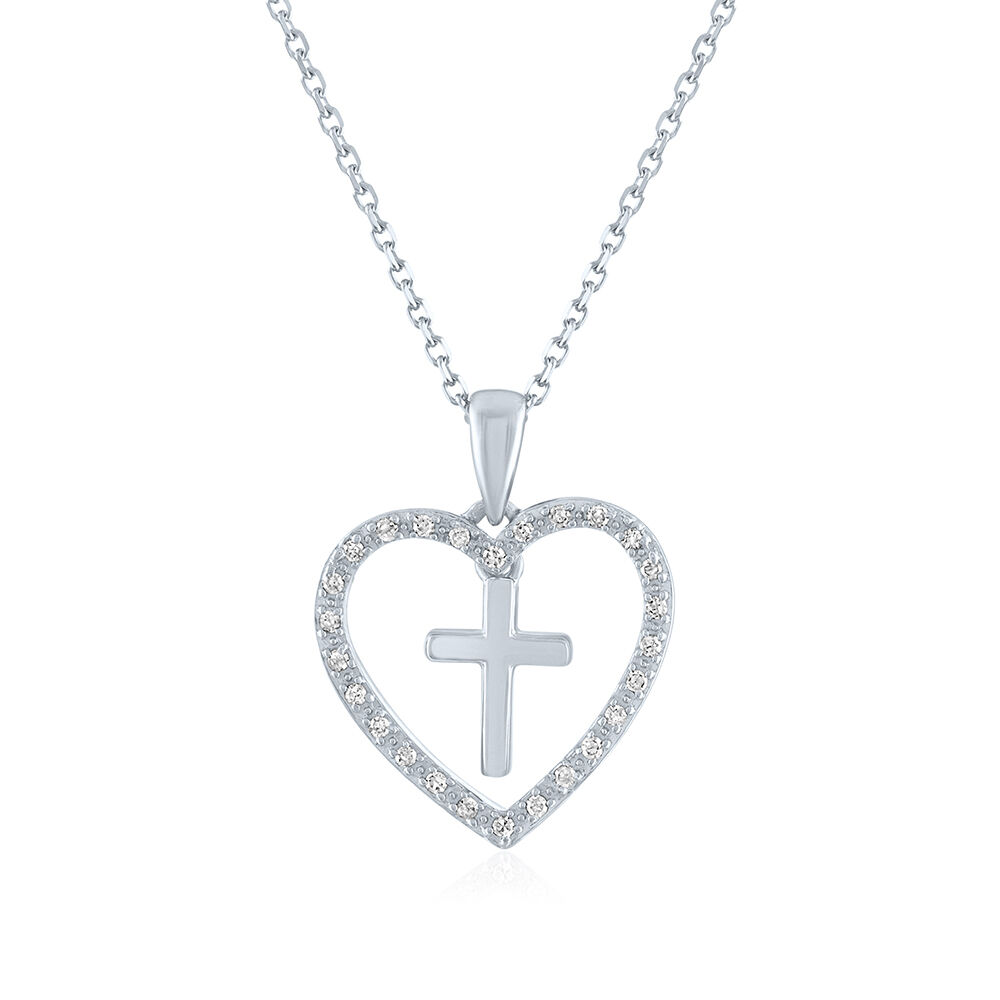 Open heart sale cross necklace