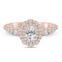 Oval Diamond Engagement Ring with Scalloped Band in 14K Rose and Yellow Gold &#40;1 ct. tw.&#41;