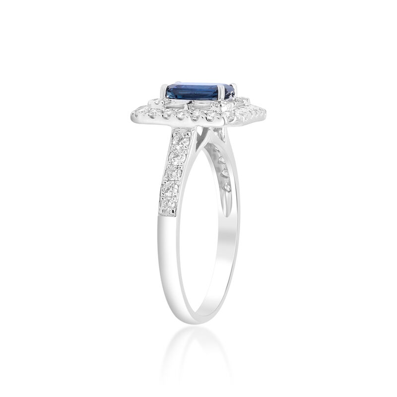 Blue Sapphire and Diamond Ring in 10K White Gold &#40;5/8 ct. tw.&#41;