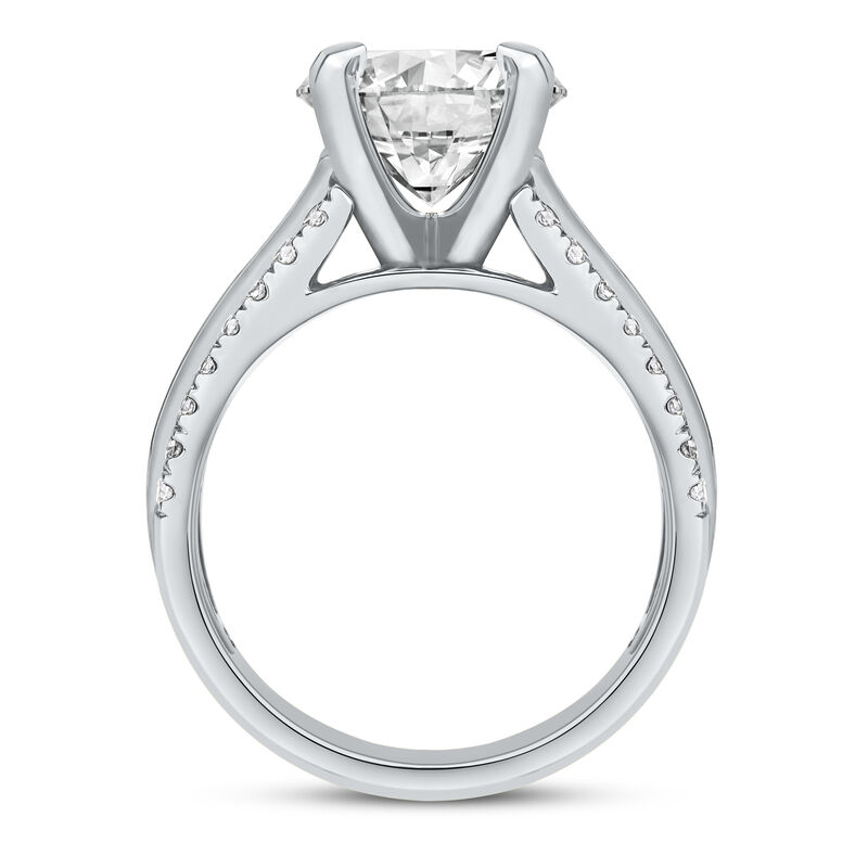 1 ct. tw. Round and Baguette-Cut Diamond Semi-Mount Engagement Ring in 14k White Gold &#40;Setting Only&#41;