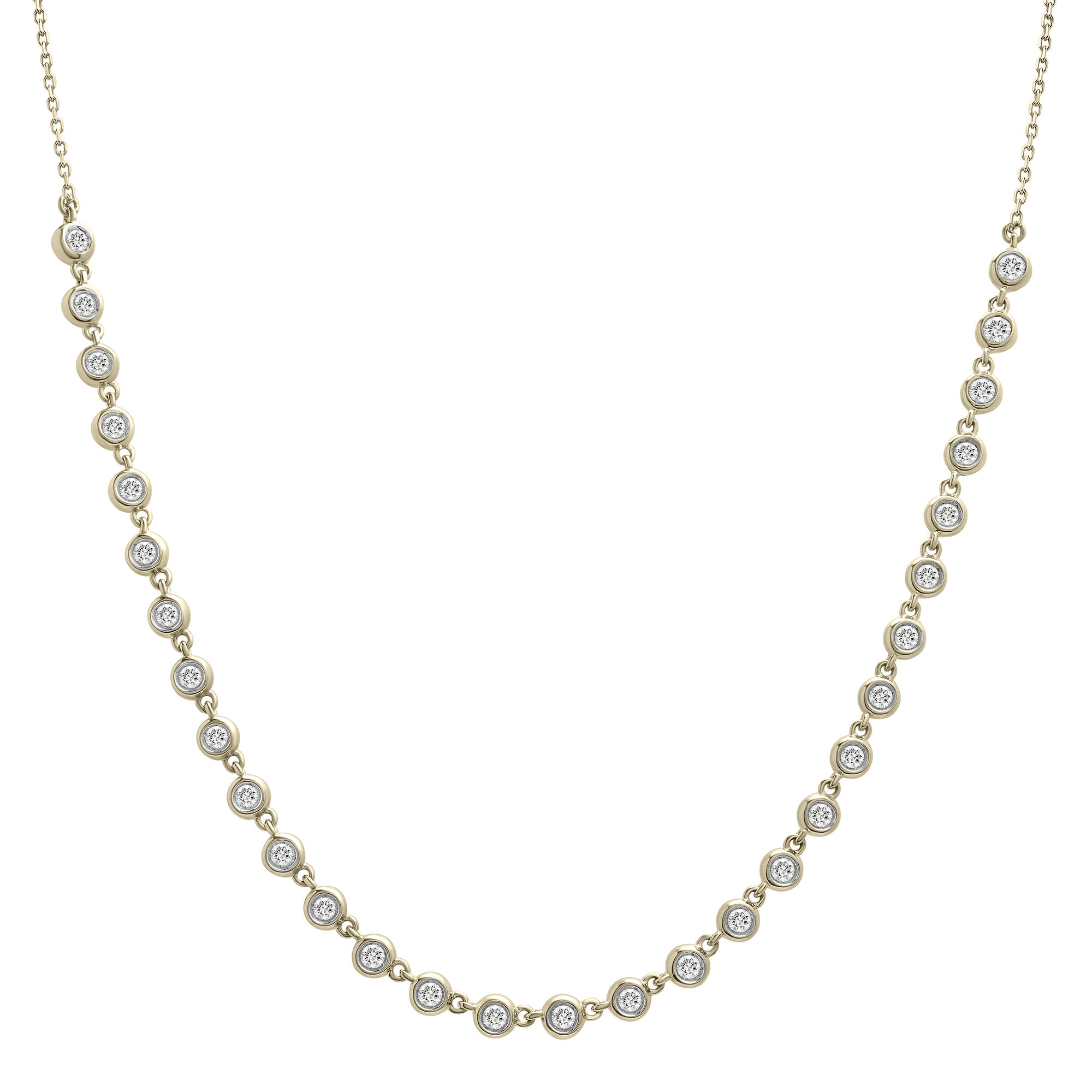 14kt gold three diamond bezel choker necklace | Luna Skye