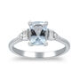 Aquamarine and Diamond Ring in 10K White Gold &#40;1/7 ct. tw.&#41;