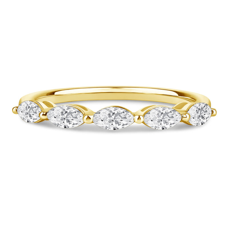 Lab Grown Diamond Marquise-Cut 5-Stone Anniversary Band in 14K Yellow Gold