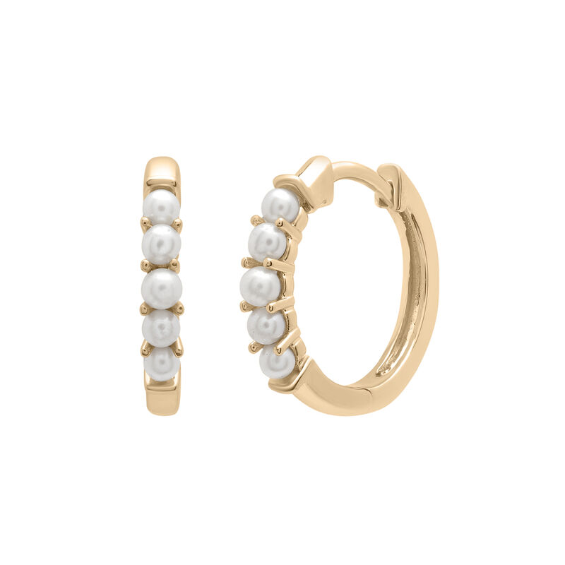 Freshwater Pearl Huggie Hoops in Vermeil, 2MM