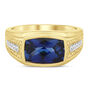 Lab Created Blue Sapphire and Diamond Ring in 10K Yellow Gold &#40;1/7 ct. tw.&#41;