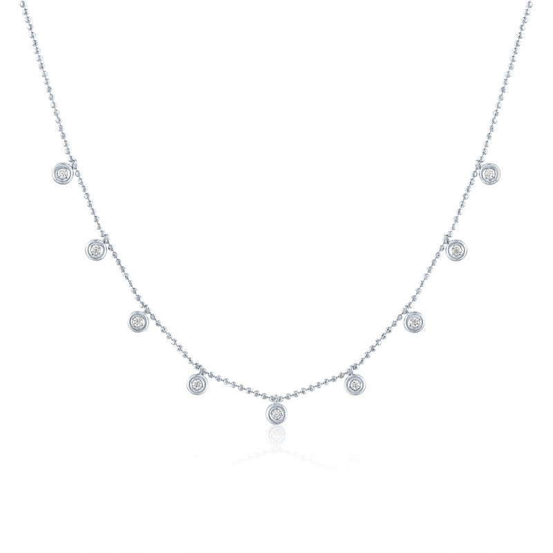 Diamond Bezel Dangle Station Necklace in Sterling Silver &#40;1/7 ct. tw.&#41;