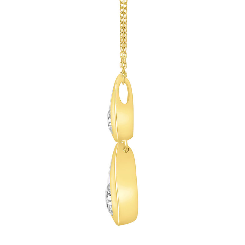 Lab Grown Vertical Two-Stone Tear Drop Pendant 14K Yellow Gold &#40;3/4 ct. tw.&#41;