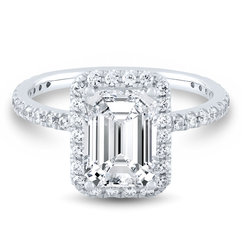 Lab Grown Diamond Emerald-Cut Halo Engagement Ring in 14K White Gold &#40;3 ct. tw.&#41;