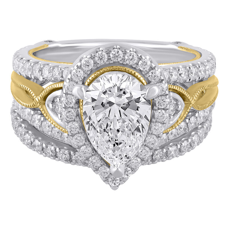 CHWLNJN 18K Gold-Plated Shiny Teardrop Diamond Ring Exquisite Princess  Pear-Shaped Halo Cubic Zirconia Ring CZ Diamond Women's Ring Eternal  Engagement