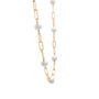 Pearl and Paperclip Chain Station Necklace in Vermeil, 18&quot;