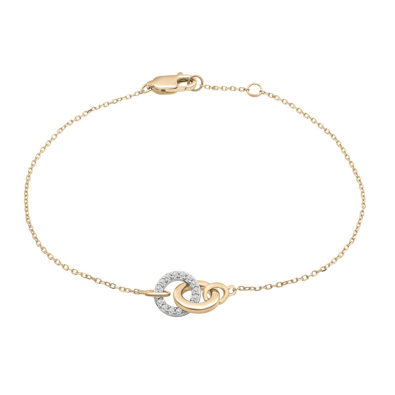 Two-Tone Diamond Linked Circle Bracelet in 14K White and Yellow Gold &#40;1/10 ct. tw.&#41;