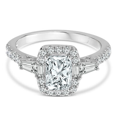 Lab Grown Diamond Radiant Cut Halo Engagement Ring in 14K White Gold (2 ct. tw.)