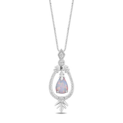 Elsa Opal and Diamond Pendant in Sterling Silver (1/7 ct. tw.)