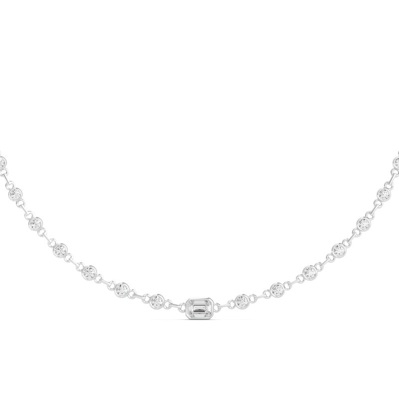 Lab Grown Diamond Bezel Station Necklace in 18K White Gold, 16&rdquo; &#40;4 3/4 ct. tw.&#41;