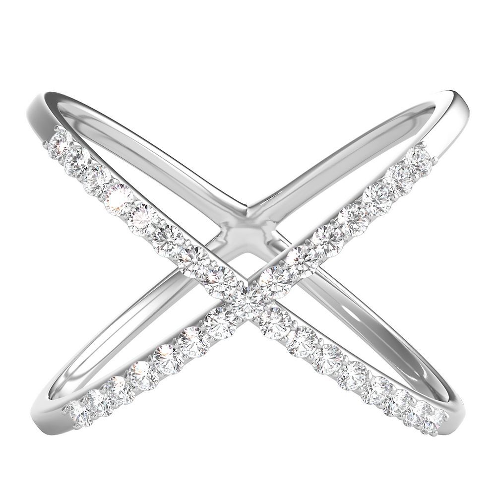 1/10 ct. tw. Diamond Crisscross Ring in Sterling Silver | Helzberg 