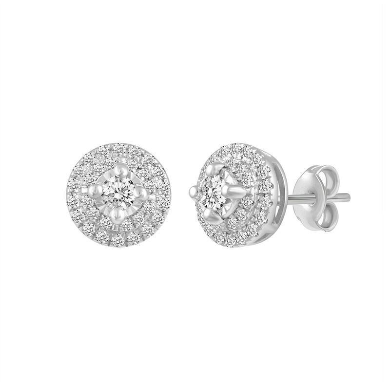 1/3 ct. tw. Diamond Stud Earrings in 10K White Gold | Helzberg Diamonds