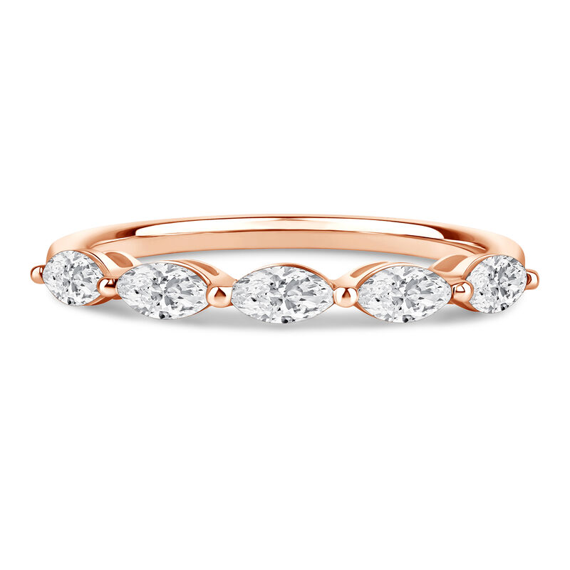 Lab Grown Diamond Marquise-Cut 5-Stone Anniversary Band in 14K Rose Gold