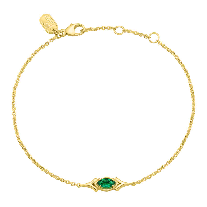 Lab-Created Emerald Marquise-Cut Bracelet in Vermeil