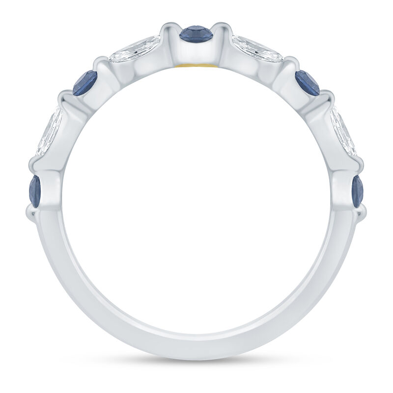 Diamond and Blue Sapphire Wedding Band in 14K White Gold &#40;1/4 ct. tw.&#41;