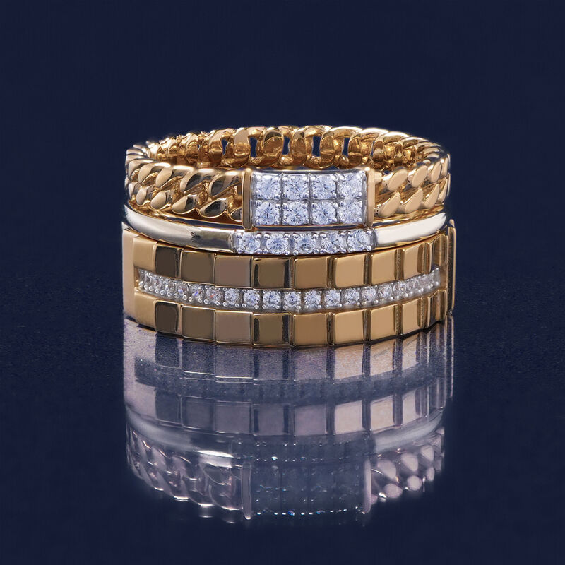 Diamond & Gold Curb Flexible Chain Ring 4 / Rose Gold