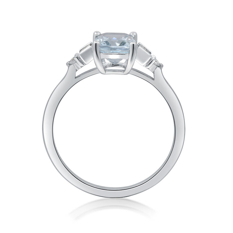 Aquamarine and Diamond Ring in 10K White Gold &#40;1/7 ct. tw.&#41;