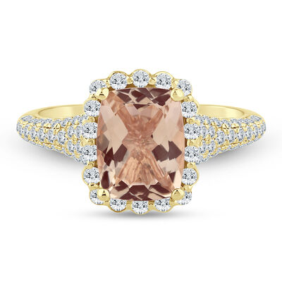 Juliet Morganite and Diamond Engagement Ring in 14K Gold