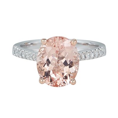 Morganite & 1/5 ct. tw. Diamond Engagement Ring in 14K White & Rose Gold