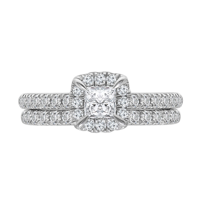 Princess-Cut Diamond Halo Bridal Set in 14K White Gold &#40;1 1/2 ct. tw.&#41;