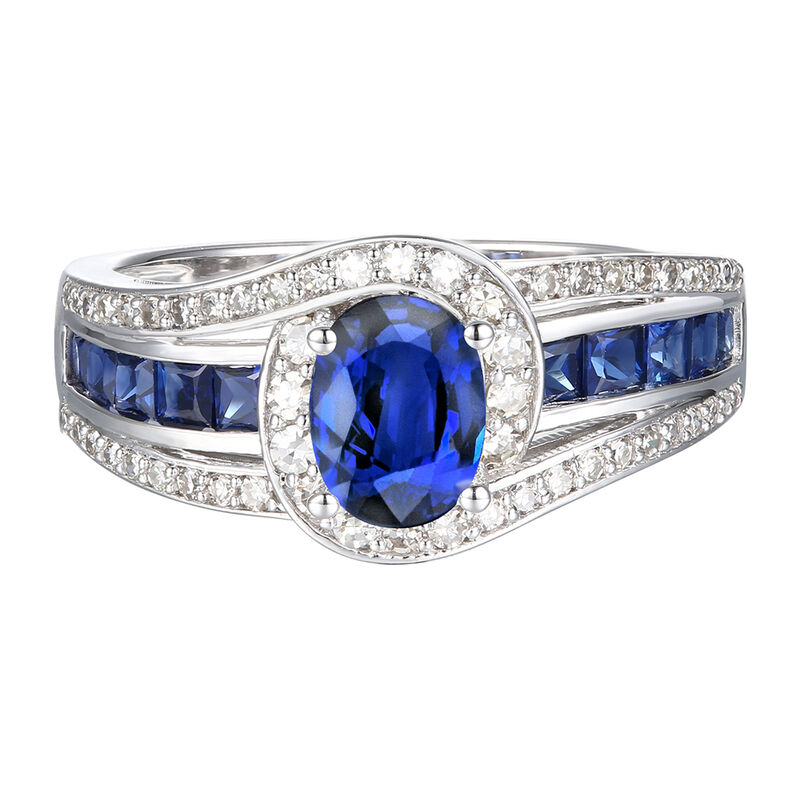 1/8 Ct. Tw. Blue Sapphire & Diamond Stud Earring | 10K White Gold | Size 3 mm | Helzberg Diamonds