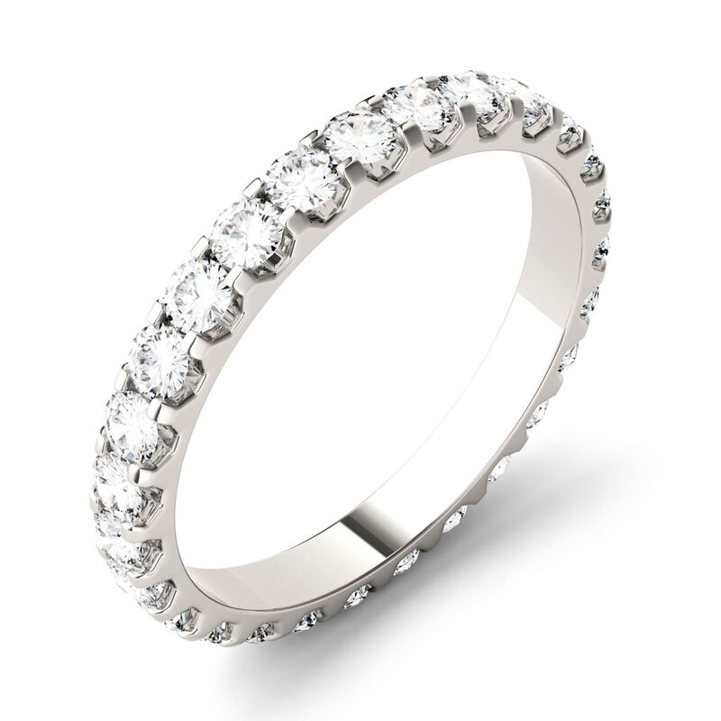 Moissanite Round Eternity Band in 14K White Gold