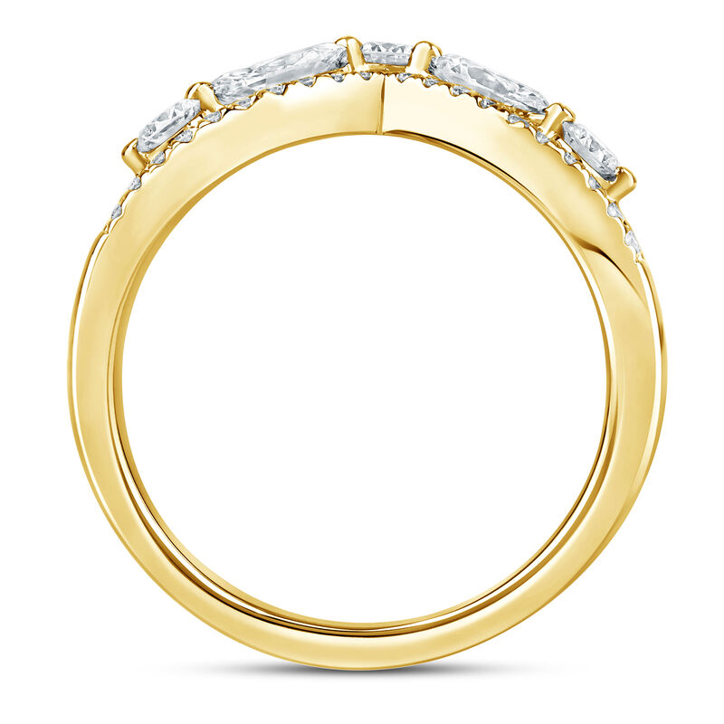 Lab Grown Diamond Marquise and Round Chevron Band in 14KYellow Gold &#40;3/4 ct. tw.&#41;