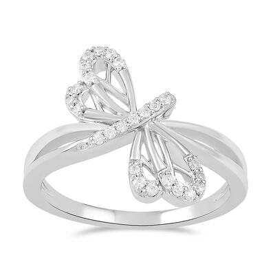 Diamond Dragonfly Ring in Sterling Silver (1/8 ct. tw.)