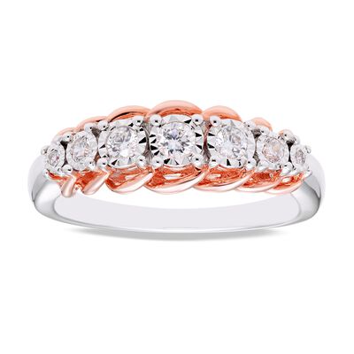 Diamond Wedding Band in 10K White and Rose Gold (1/5 ct. tw.)