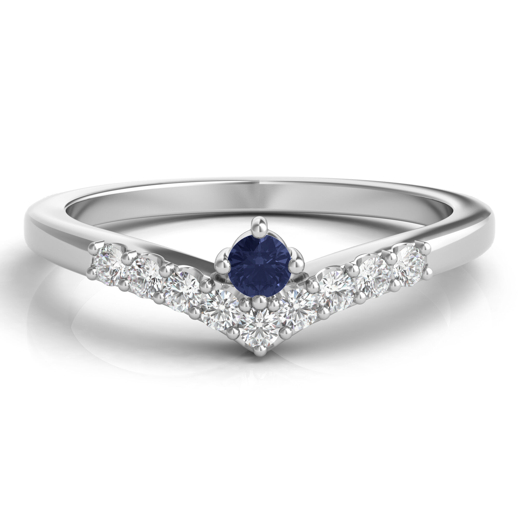 Lab Grown Diamond and Lab-Created Blue Sapphire Ring in Sterling