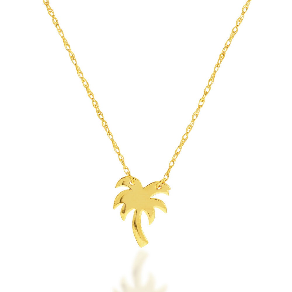 Koa Diamonds Gold Palm Tree Pendant