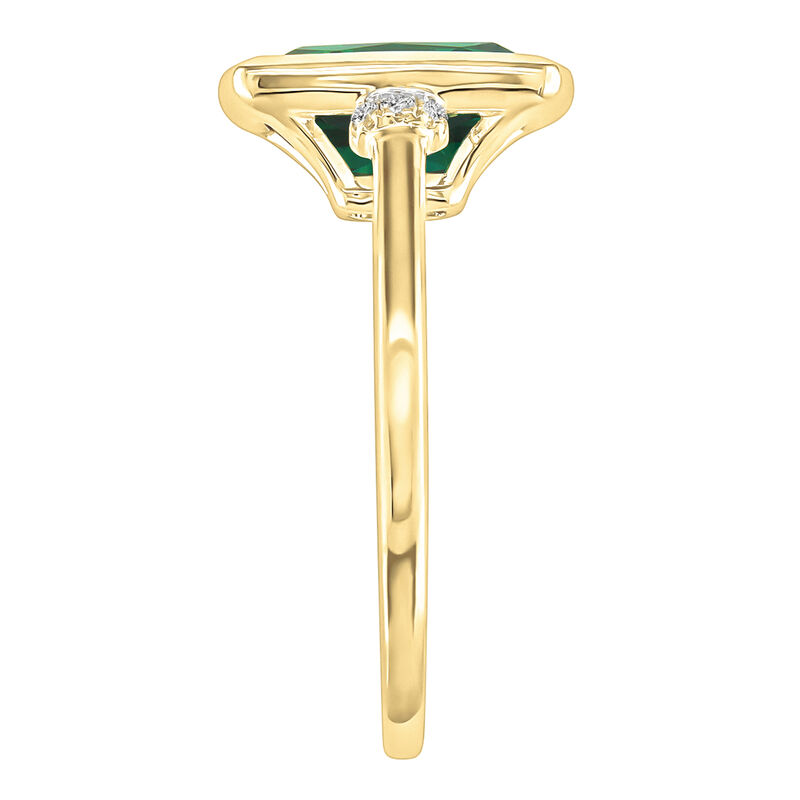 Lab-Created Emerald and Diamond Accent Ring in 10K Yellow Gold