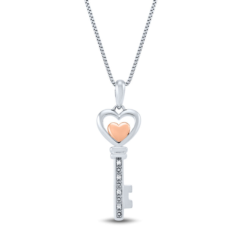 Heart Key Necklace 10K Yellow Gold 18