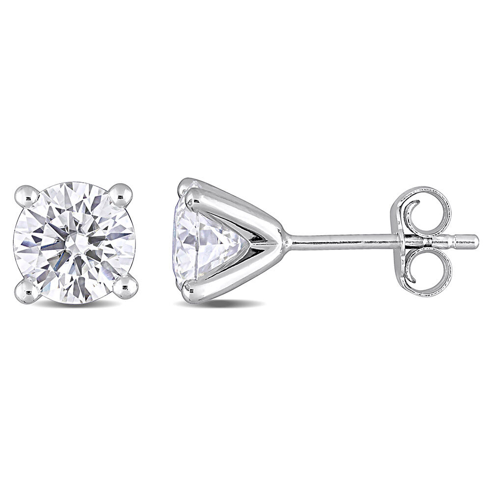 Lab-Created Moissanite Round Solitaire Stud Earrings