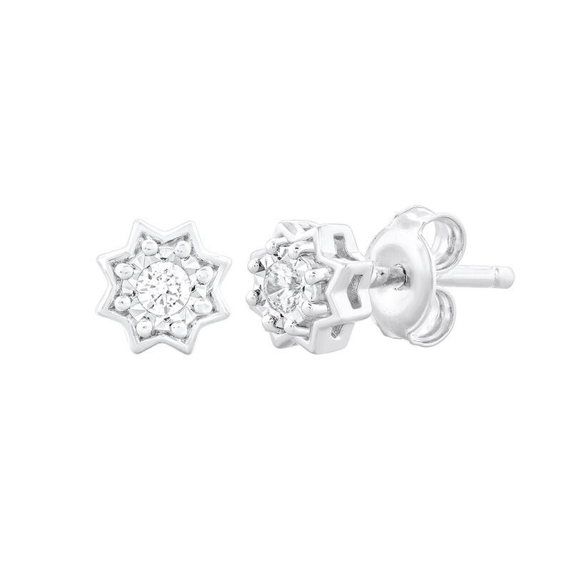 Diamond Starburst Stud Earrings in 10K White Gold &#40;1/10 ct. tw.&#41;