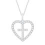 Diamond Heart Cross Pendant in 14K White Gold &#40;1/3 ct. tw.&#41;