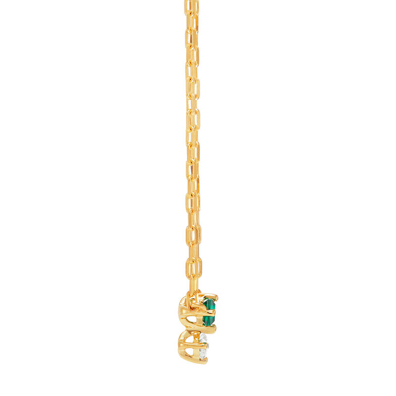 Lab Grown Diamond Accent and Lab-Created Emerald Necklace in 10K Yellow Gold