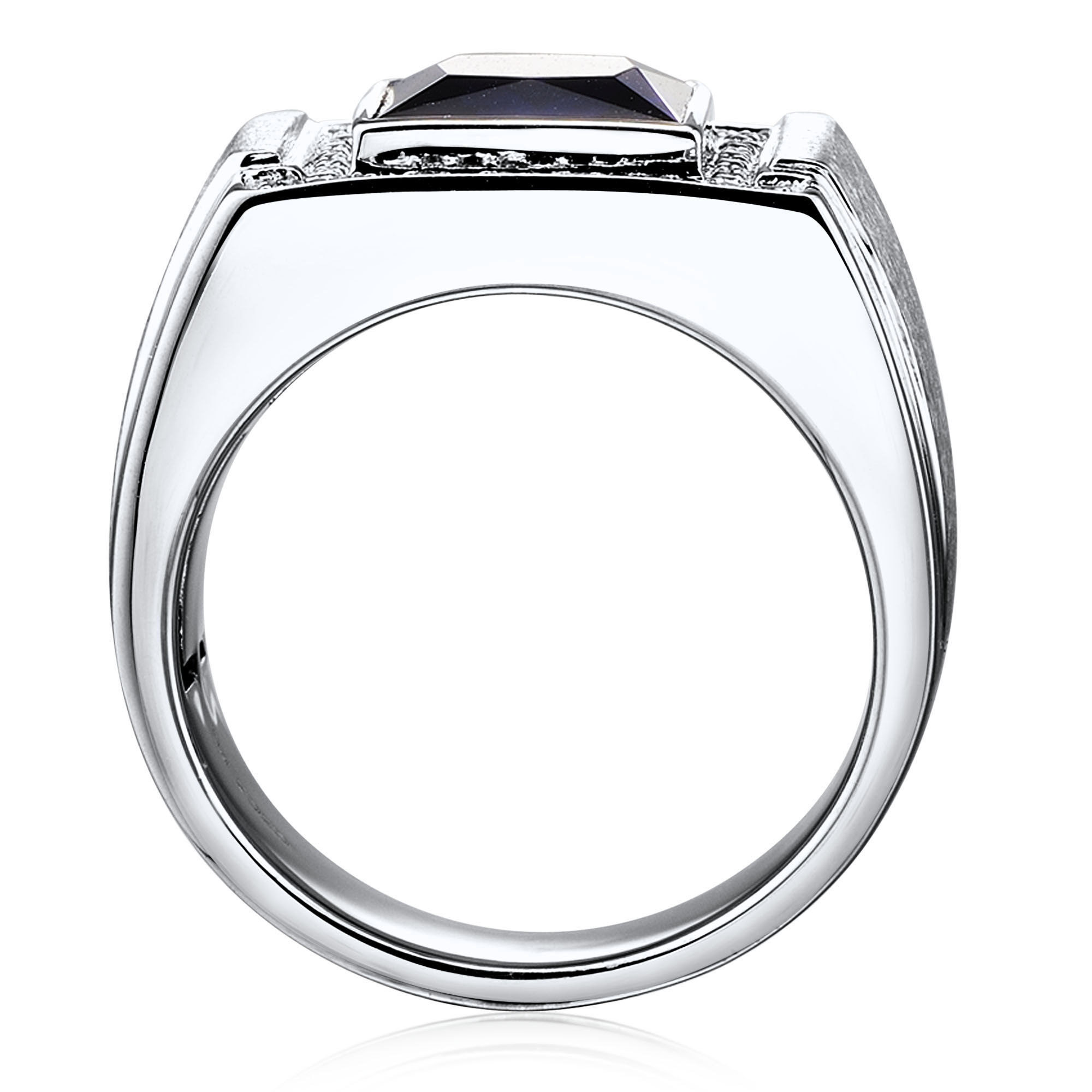 Sterling Silver Mens Black Diamond Ring